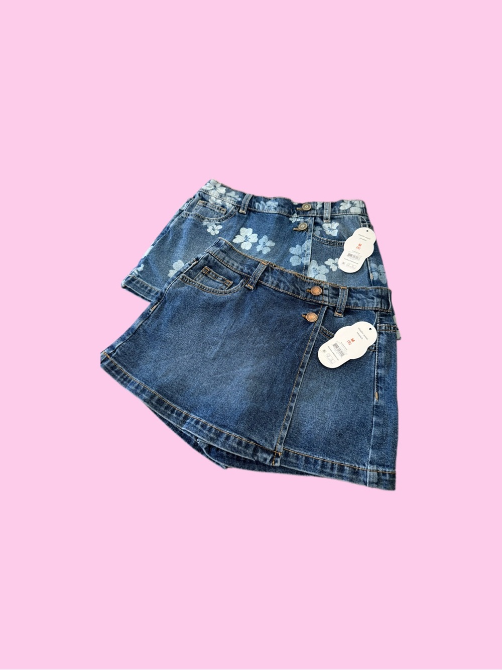 wonder nation Blue Denim Skort Set — Solid & Floral